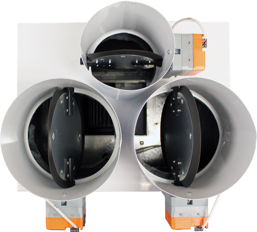 Hi-Velocity HE-Z-70-H-220v-Z3 Air Handler — zoning 3 zone top diagram
