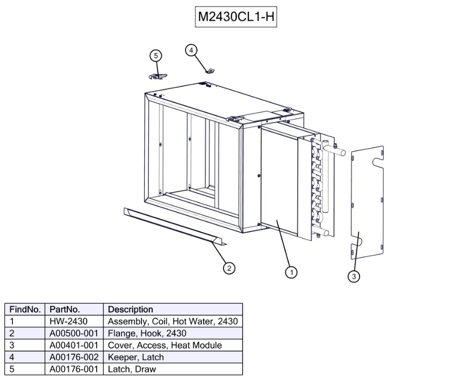 M2430CL1-H - Hydronic Module, Heating (with Hot Water Coil)