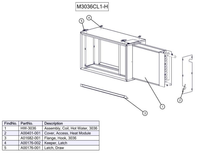 M3036CL1-H - Hydronic Module, Heating (with Hot Water Coil)