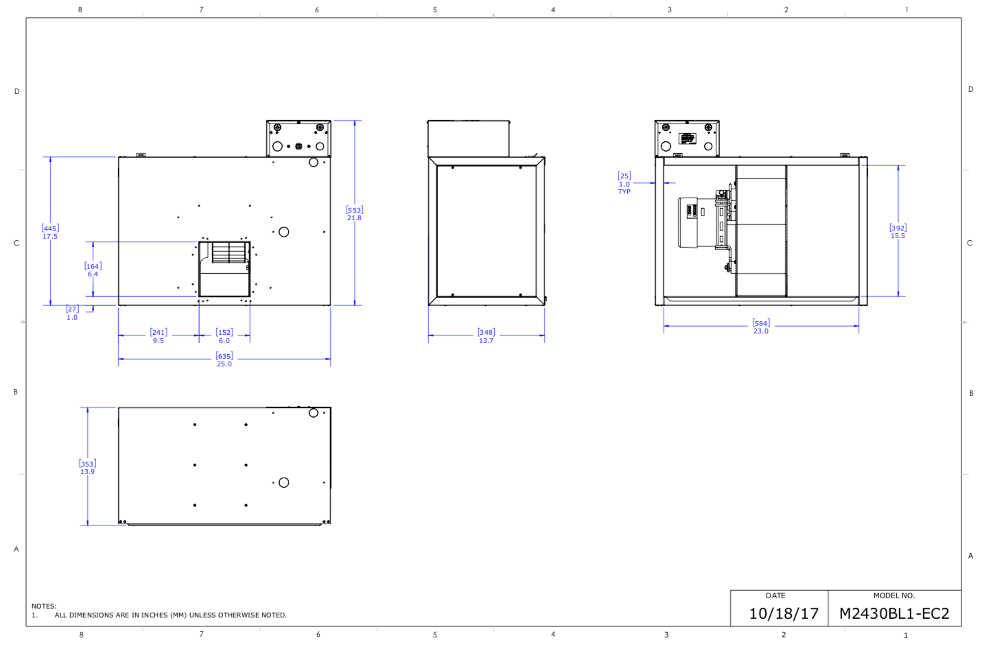 M2430BL1-EC2 - Módulo Unico, Soplador con Tablero de Control SMART y Motor EC, 230V
