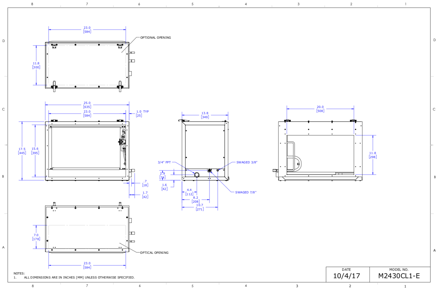 M2430CL1-E - Módulo Unico, serpentín de refrigerante (6 filas) (HP)