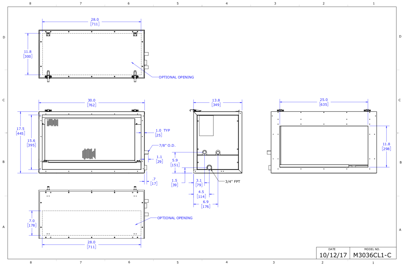 M3036CL1-C - Módulo hidrónico, refrigeración (con serpentín de agua enfriada)