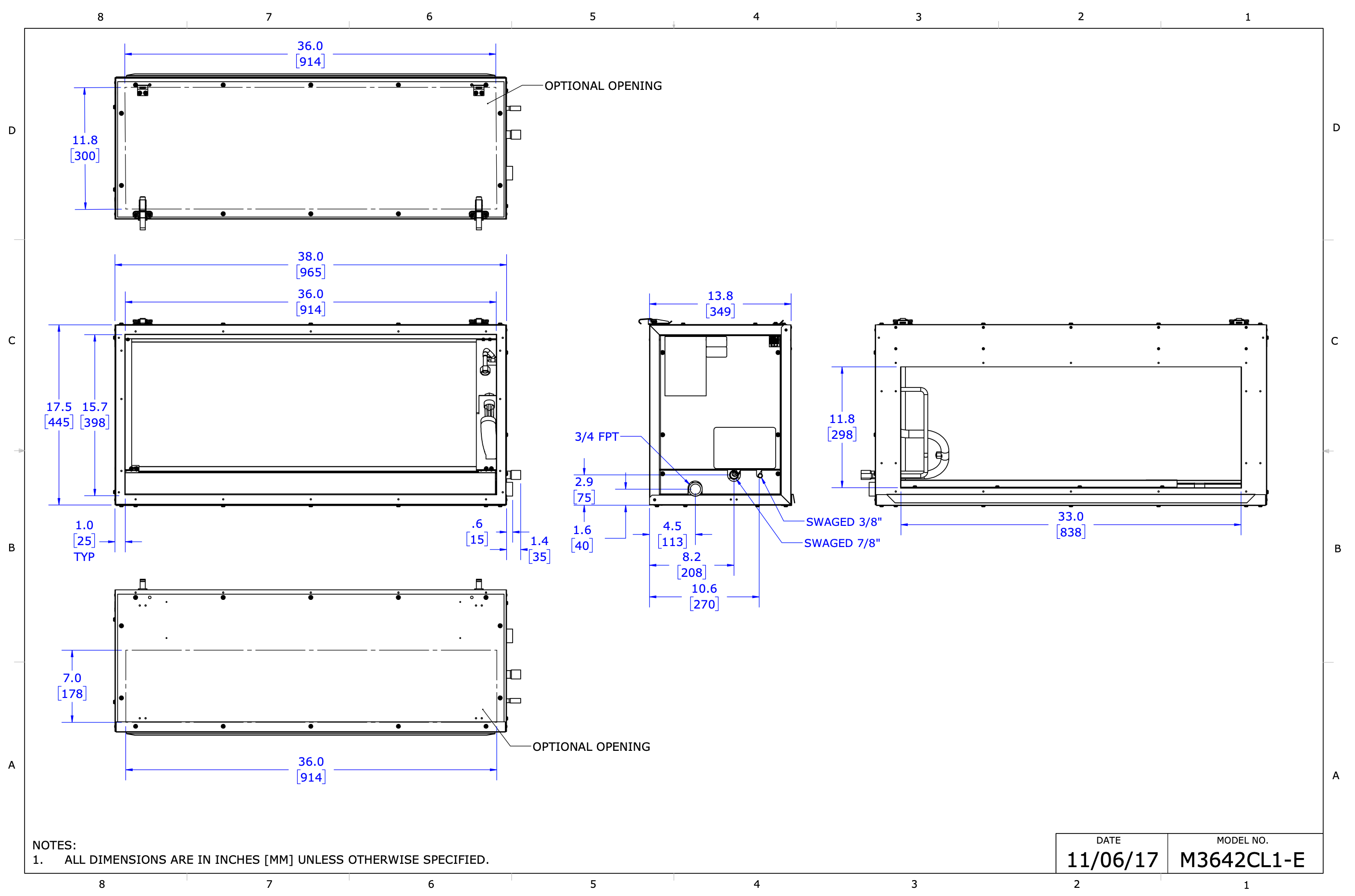 M3642CL1-E0C - Módulo, serpentín de refrigerante (6 filas)* (HP), con revestimiento electrónico