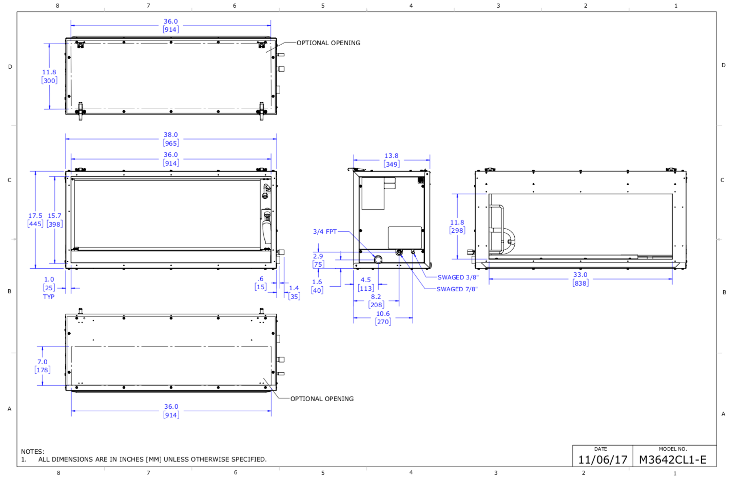M3642CL1-ER - Módulo Unico, serpentín refrigerante (6 filas) (HP)