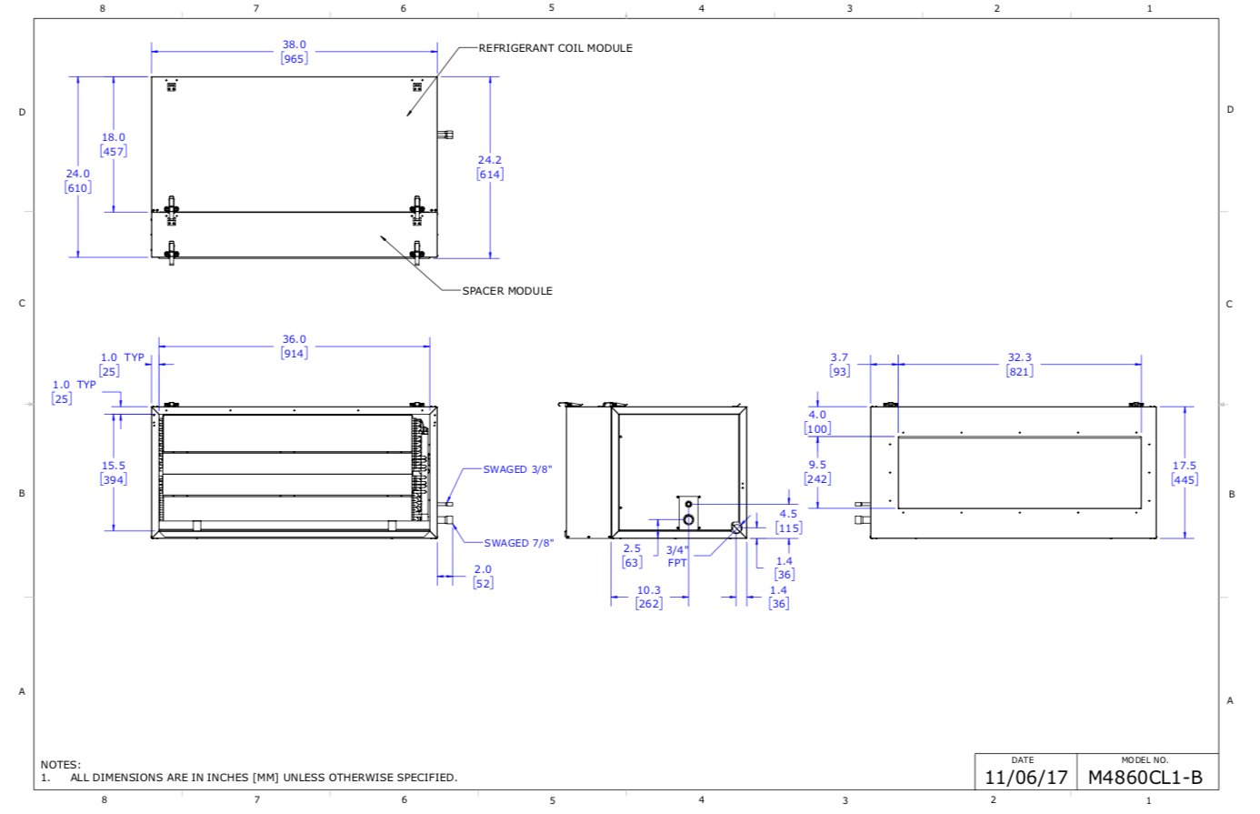 M4860CL1-B - Módulo Unico, serpentín de refrigerante (3 filas) (AC)