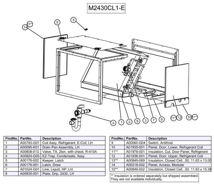 M2430CL1-E0C - Módulo, serpentín de refrigerante (6 filas)*(HP), con revestimiento electrónico