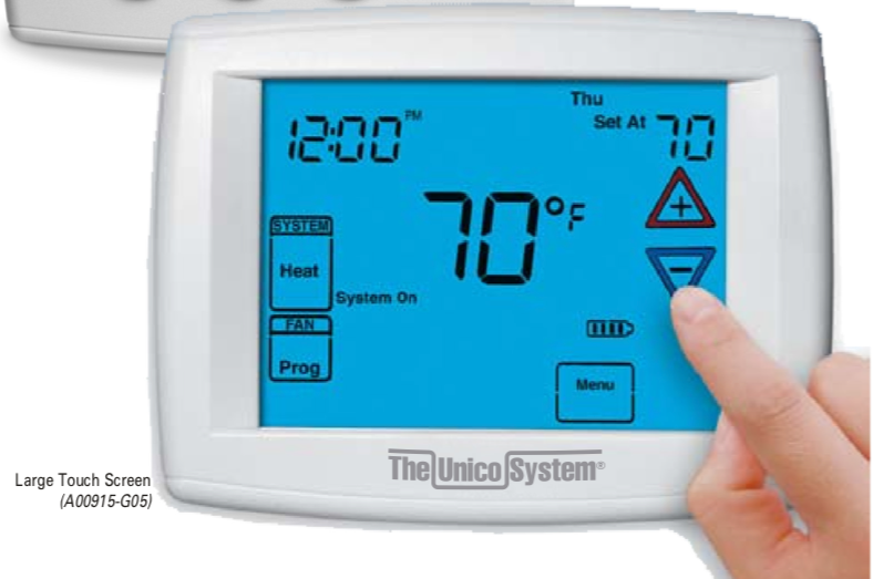 A00915-G05 - Unico Thermostat, Universal, Multi-Stage, Touch-Screen, 3-Heat/2-Cool.jpg - highvelocityoutlets-com