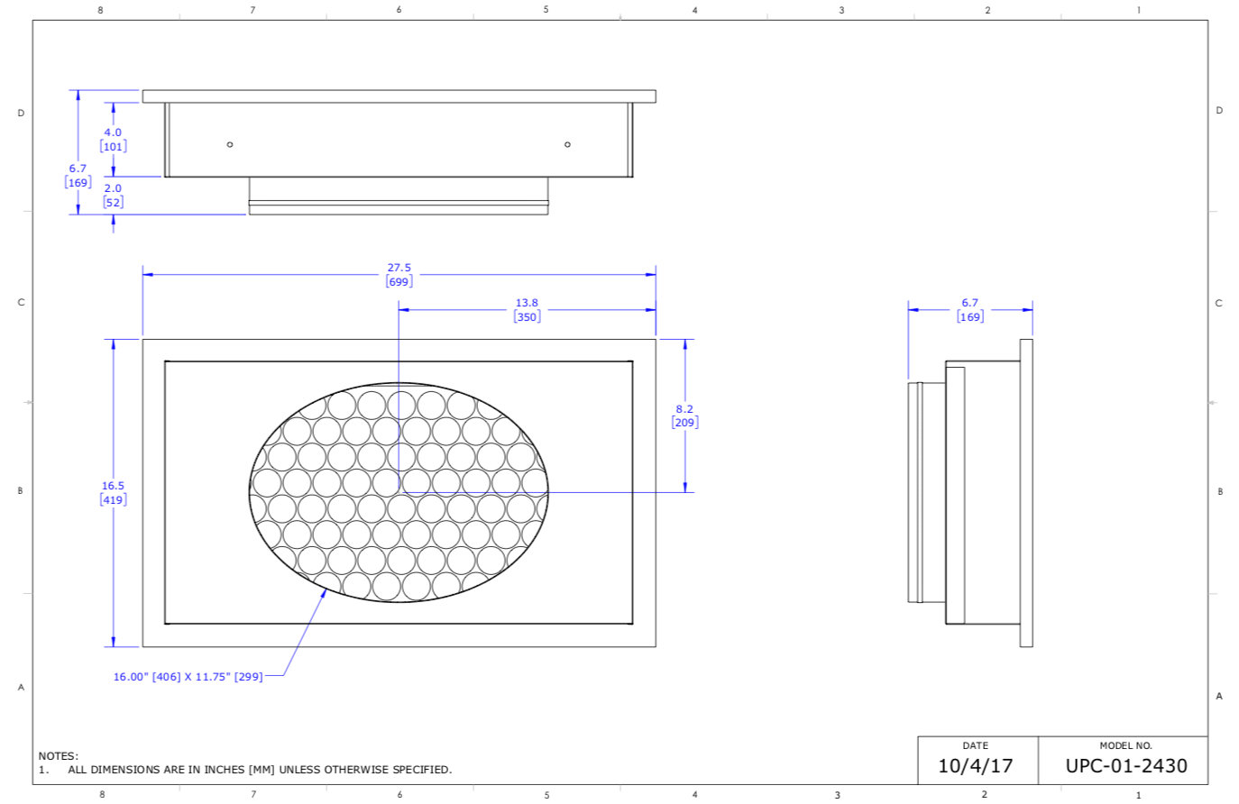UPC-01-2430 - Unico Return Air Box with Grille and Filter, 14" x 25"