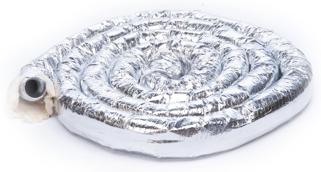 UPC-225-1 - Tubo de suministro Unico, aluminio, 2,5" de diámetro interior x 25' de largo, R-3,3 de longitud única