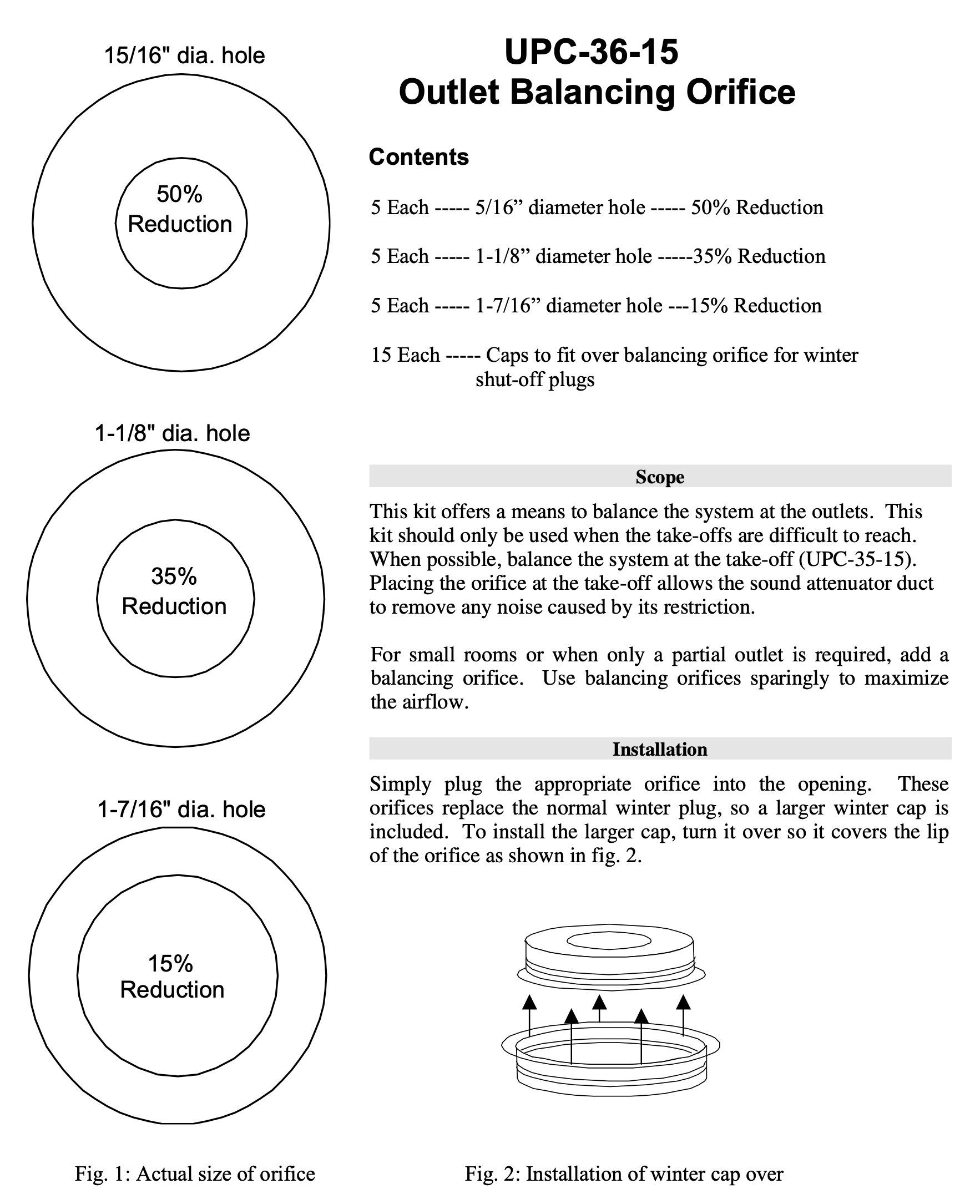 UPC-36-15 - Kit de Equilibrio Unico 2" (para salidas redondas)
