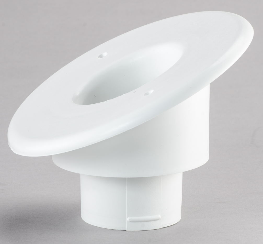 UPC-58-1-25 - 2" White Plastic Round Supply Outlet Cover, 25° Sloped - highvelocityoutlets-com