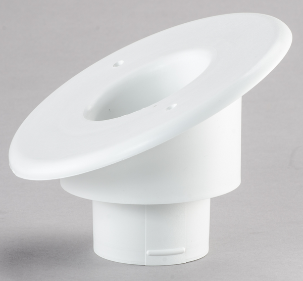 UPC-58-1-25 - 2" White Plastic Round Supply Outlet Cover, 25° Sloped - highvelocityoutlets-com