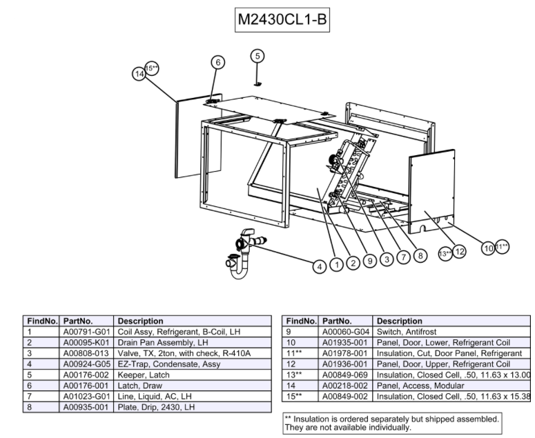 M2430CL1-B0C - Module, Refrigerant Coil, 4 Row, AC, E-Coated