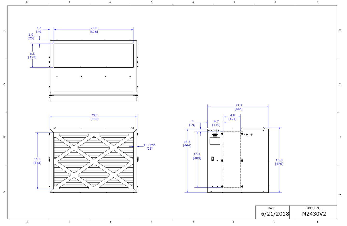 M2430V2 - Vertical Plenum Module (includes Spacer & Filter)