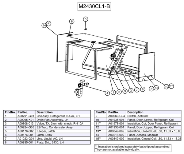M2430CL1-B - Module, Refrigerant Coil for Unico Air Handler 2430, (4 Row) (AC)