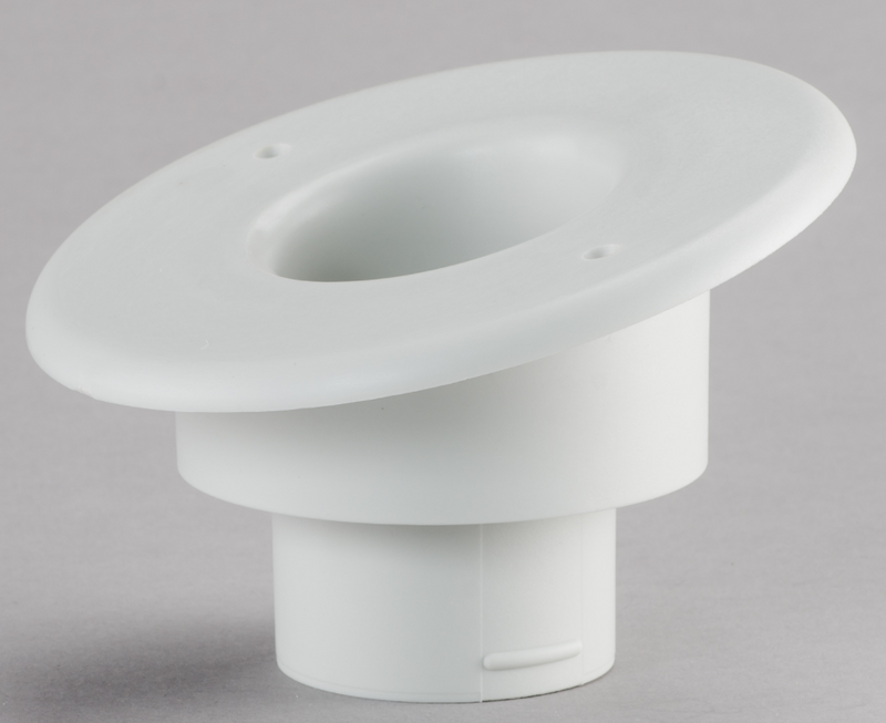 UPC-58-1-15 - 2" White Plastic Round Supply Outlet Cover for High Velocity System, 15° Sloped - highvelocityoutlets-com